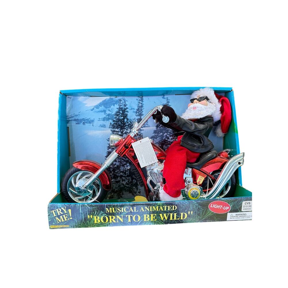 Christmas Santa Motorcycle Animated Dan Dee Plays Born To Be Wild 2006-NIB